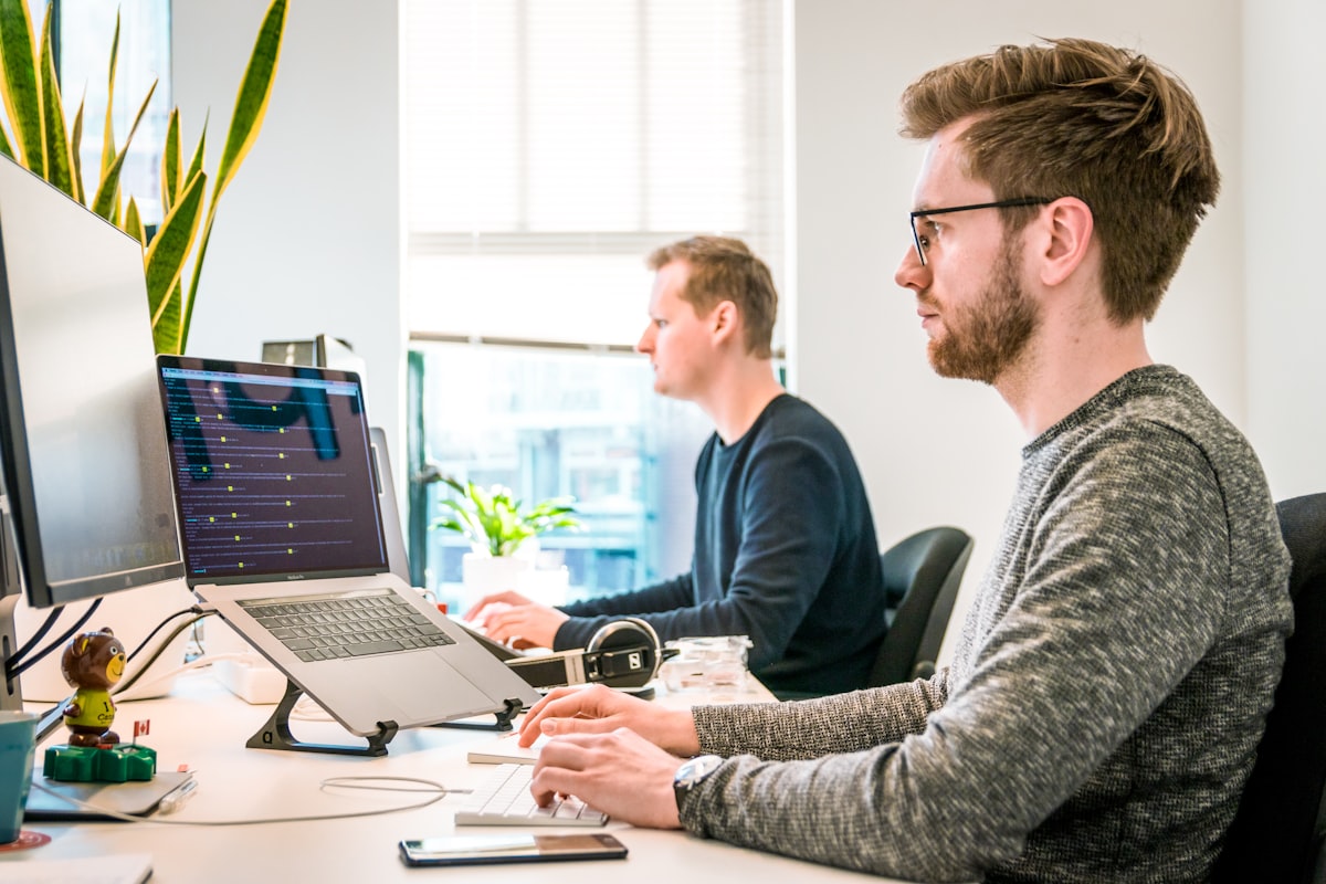 Engineers pairing on application architecture